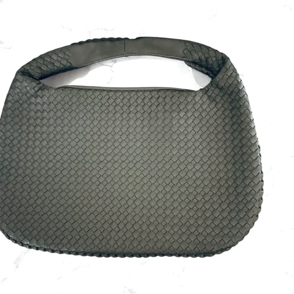 Gray woven vegan leather bag. Measurements are shown in pictures. - Picture 1 of 6